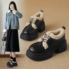 ZHR则则厚底单鞋加绒保暖乐福鞋系带小皮鞋2024新款气质百搭女鞋 商品缩略图0