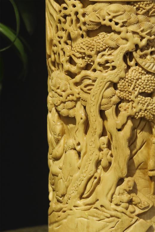 兰亭雅集°黄杨木雕茶叶罐 商品图7