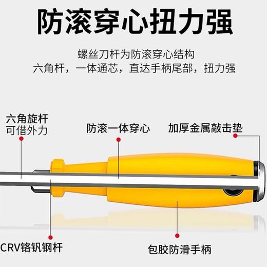 螺丝刀 可敲击穿心螺丝刀工业级通芯加力 十字穿心一字起子改锥五金工具超硬带磁性多规格 1支 商品图2