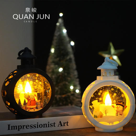 【圣诞节装饰！复古小圆灯】圣诞风灯创意装饰LED小夜灯手提复古小圆灯礼物布置摆件道具。ry 商品图0