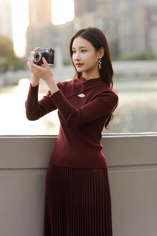 逸红颜明月优选 ##古风针织旗袍领上衣【宛清扬】,有美一人,清扬婉兮 商品图6