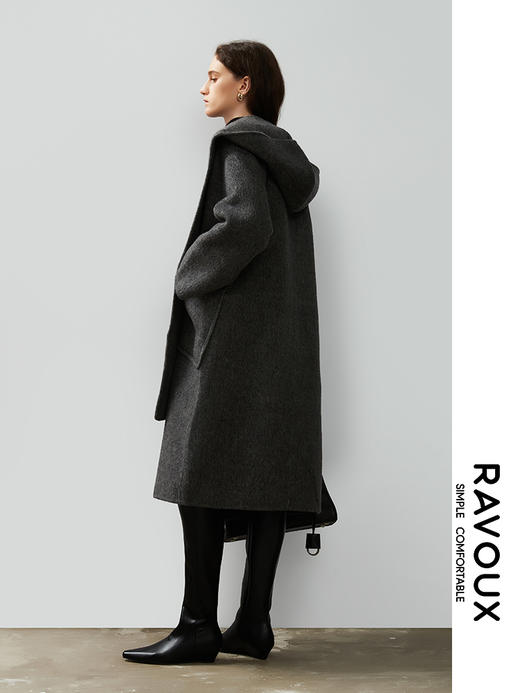 264269907围巾款羊毛混纺阔版大衣 商品图4