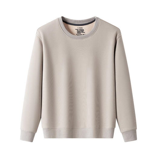 红览  绵羊毛蚕丝华夫格加绒圆领卫衣男士打底衫YL25 商品图8