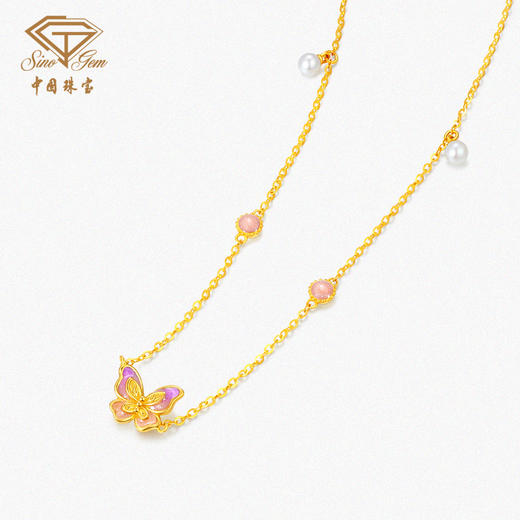 「LOVESTAR-爱的礼物」足金蝶恋花语项链 5G黄金蝴蝶项链【Y】 商品图4