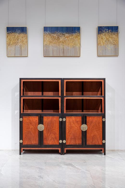 红桥红  家具严选  缅甸花梨(大果紫檀）  【172 缅花嵌紫光檀 双层亮格柜】 商品图0