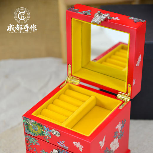 成都手作漆艺首饰盒 中式复古 牡丹花首饰盒 非遗漆艺 四川礼物 商品图8