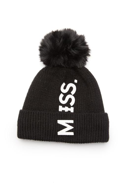 OCTAVIA 字母毛球黑色针织帽 5650 商品图2