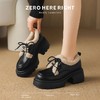 ZHR则则厚底单鞋加绒保暖乐福鞋系带小皮鞋2024新款气质百搭女鞋 商品缩略图6