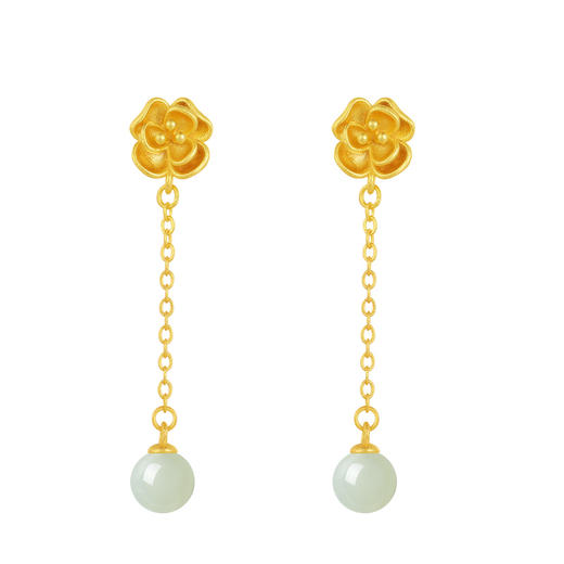 Winy925纯银金色山茶耳饰送女友闺蜜节日生日礼物 商品图4