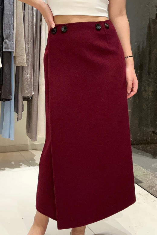 Puree｜#0717 双面羊毛羊绒手工半身裙 [ 勃艮第红 ] 商品图0