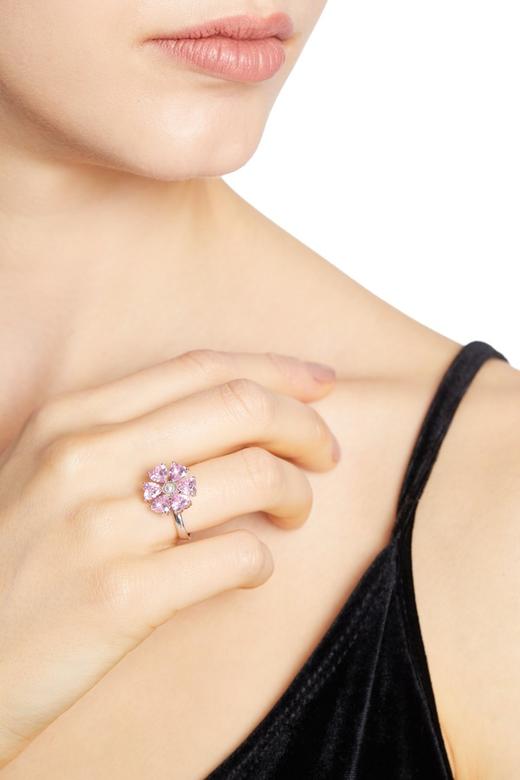 HAYES 粉色花朵水晶戒指 5401 商品图0