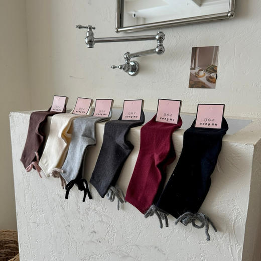 4双装！暖呼呼的兔绒女袜 后跟蝴蝶结装饰 加厚保暖抗寒 手感超赞 商品图7