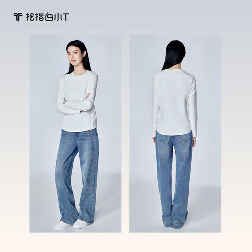 拇指白小T女款热力加绒拼接长袖T无限系列 商品图2