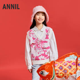 女童针织背心春季新款安奈儿童装EG512001