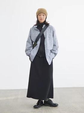 步履不停/4C11211C/纯棉竖条纹衬衣长袖衬衫