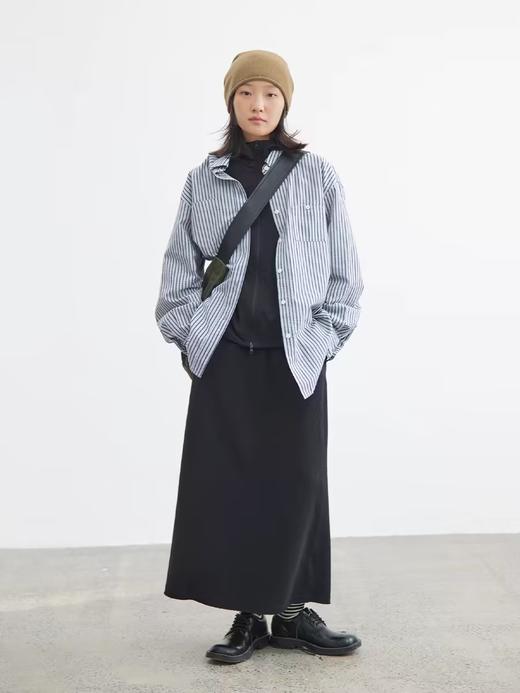 步履不停/4C11211C/纯棉竖条纹衬衣长袖衬衫 商品图0