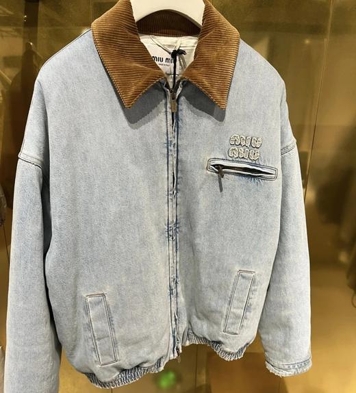 刘浩存同款  重磅贸y公司  miu男女同款单宁棉服外套  复古灯芯绒领  日本冈山水洗牛仔棉服 商品图1