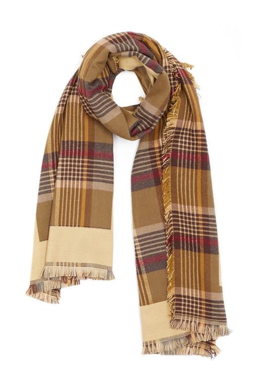 SUMMER & SAGE 格纹拼色流苏围巾 5631 商品图1