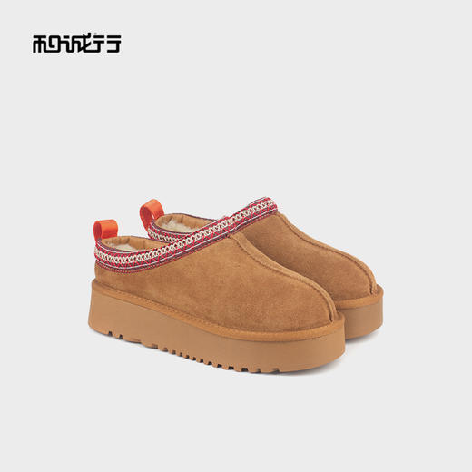 和诚行 2024秋冬新款保暖民族风厚底毛毛拖鞋一脚蹬雪地靴0470195 商品图0