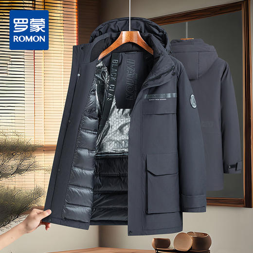 【连帽可脱卸】罗蒙秋冬纯色简约男士羽绒服休闲百搭羽绒服男潮流男士外套 商品图14