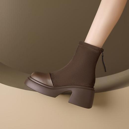 ZHR则则英伦瘦瘦靴厚底时尚百搭小短靴2024新款气质短筒靴ins女靴 商品图9