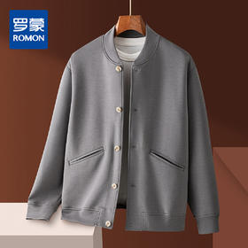 罗蒙秋冬时尚简约大方男士外套舒适休闲男外套纯色经典棒球领潮流外套男