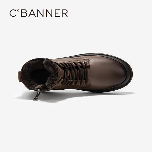 千百度男鞋加绒保暖真皮马丁靴冬季复古男士商务工装靴A24730332 商品图2