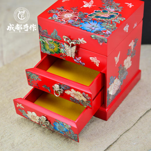 成都手作漆艺首饰盒 中式复古 牡丹花首饰盒 非遗漆艺 四川礼物 商品图9