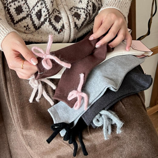 4双装！暖呼呼的兔绒女袜 后跟蝴蝶结装饰 加厚保暖抗寒 手感超赞 商品图5