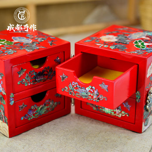 成都手作漆艺首饰盒 中式复古 牡丹花首饰盒 非遗漆艺 四川礼物 商品图4