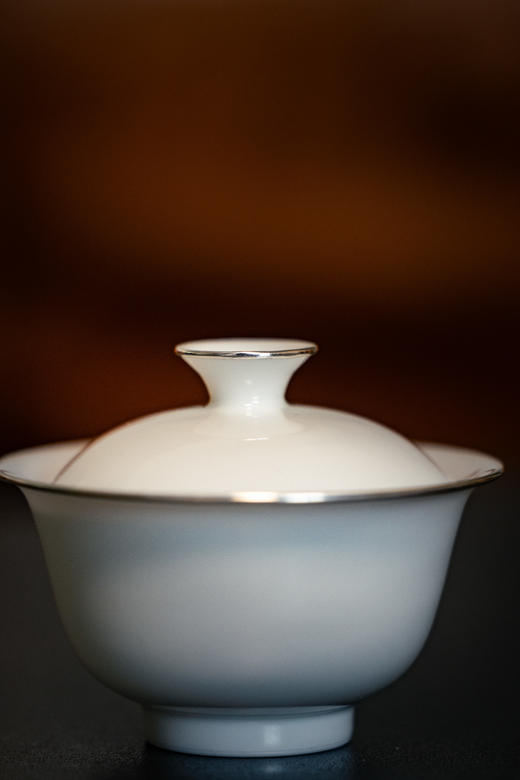 【山纯】超薄胎玉泥两才盖碗（包银边） 商品图2