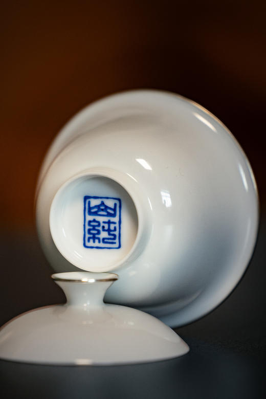 【山纯】超薄胎玉泥两才盖碗（包银边） 商品图5