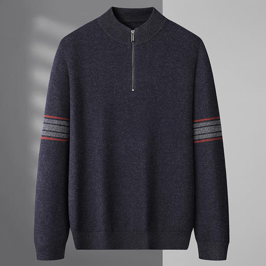 【100%绵羊毛】【新款DWP】大依优型大码拉链羊毛衫针织衫立领加肥加大毛衣大号胖子宽松毛衫男装上衣打底 商品图9