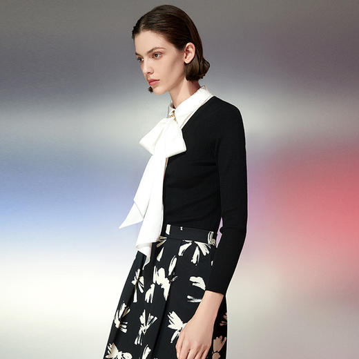 EITIE爱特爱春季新款时尚通勤假两件气质针织衫7701414 商品图1