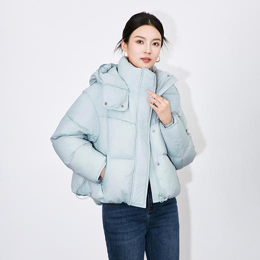 【高货wl】全新升级【天猫售价689元❗️周末福利🧧459元❗️】(13443) 洛诗琳通勤90白鸭绒羽绒服外套女冬款连帽保暖加厚面包服 商品图1