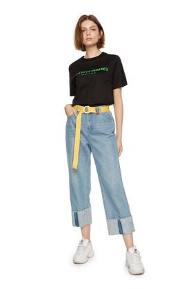 SUMMER & SAGE 图标饰黄色帆布腰带 6651