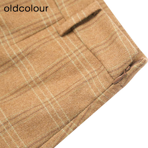 oldcolour冬季新款休闲复古开叉直筒显瘦格子半身裙女P450604A1 商品图3