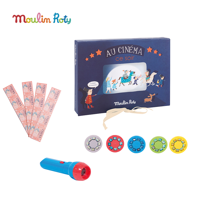 Moulin Roty 《冒险故事》故事 投影手电筒（礼盒版） 适合3岁以上 亲子互动 激发想象力 提升语言组织能力 法国品牌-711115