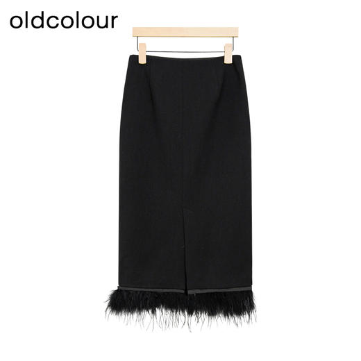 oldcolour冬季新款高腰设计感气质百搭简约直筒半身裙女P460602A1 商品图3