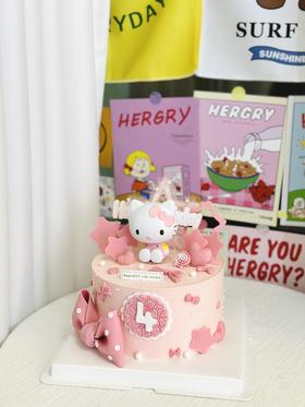 6-8寸 立体卡通hello kitty猫（含部分翻糖配件）