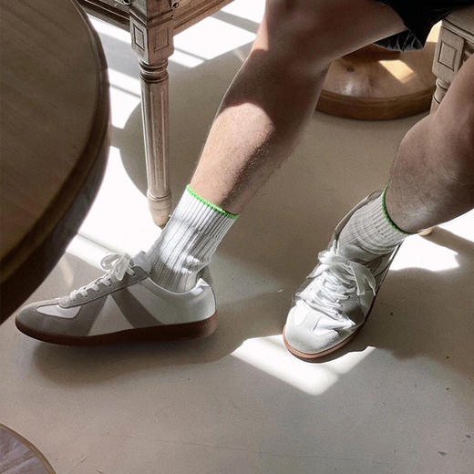 【顺丰包邮】11400 洛诗琳高级感白灰色复古经典德训鞋男202466 商品图0