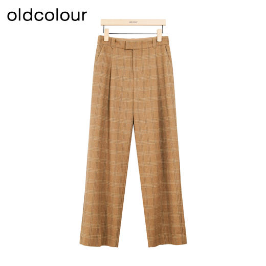 oldcolour冬季新款复古气质百搭格子西装休闲阔腿长裤女P450703A1 商品图0