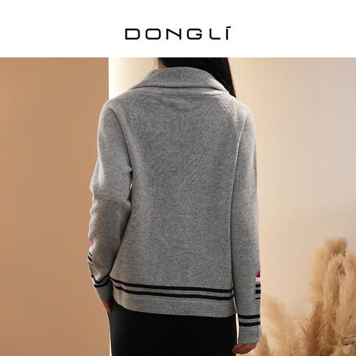 DONGLI&张继成 联名款 女士春秋针织青果领羊绒开衫刺绣宽松简约 220428 商品图5