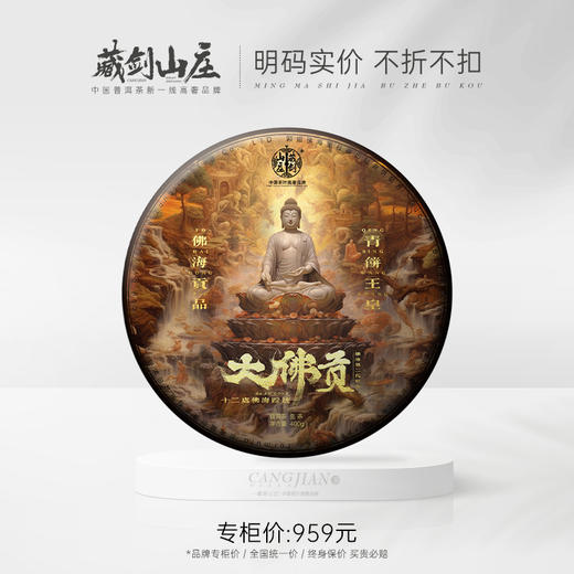 【藏剑山庄】郭少华12处佛海踪迹 大佛贡青饼！400克/片！7送一 商品图0