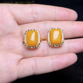 925蜜蜡戒指-方面戒指