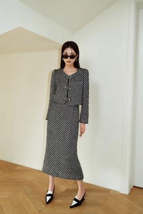 Le Malene 知性优雅小香风外套半裙套装 19254