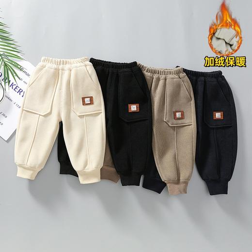 【柔软舒适，保暖性能升级】男童秋冬季加绒裤子 新款儿童一体绒休闲裤 男宝宝冬装保暖长裤-QQ 商品图0