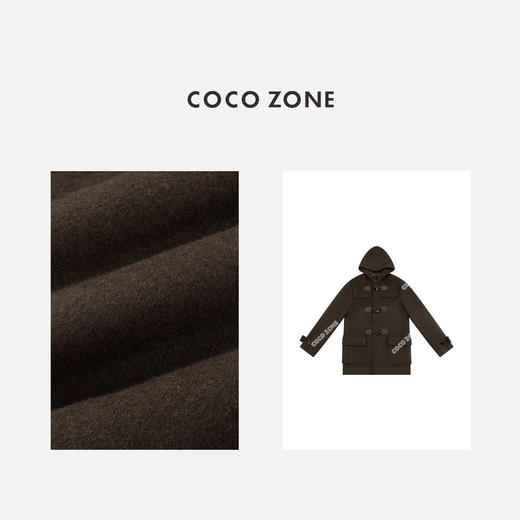 COCO ZONE 秋冬高级感牛角扣中长款连帽呢子外套CC2C2161 商品图2