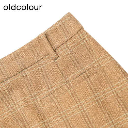 oldcolour冬季新款休闲复古开叉直筒显瘦格子半身裙女P450604A1 商品图2