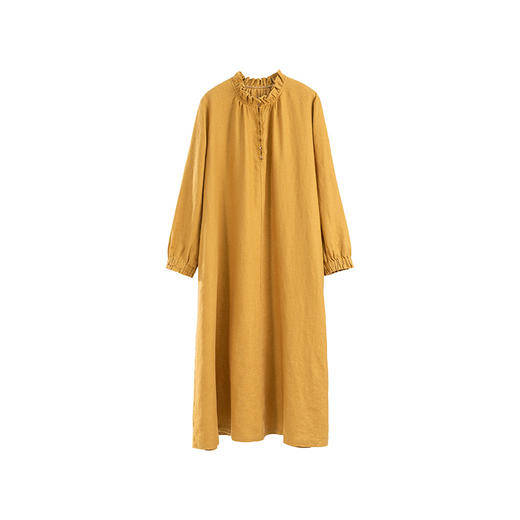 绽放旅行女装766朵/加厚砂洗磨毛亚麻双层毛边花边大摆叠穿连衣裙 商品图4